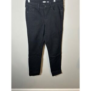 Old Navy Womens Power Slim Straight Mid-Rise Black Denim Jeans Pants Size 6 long